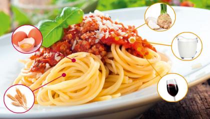 Lebensmittelinformationsverordnung Allergene in Spaghetti mit Tomatensauce