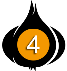 Knoblauch Illustration mit der Zahl 4