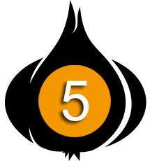 Knoblauch Illustration mit der Zahl 5