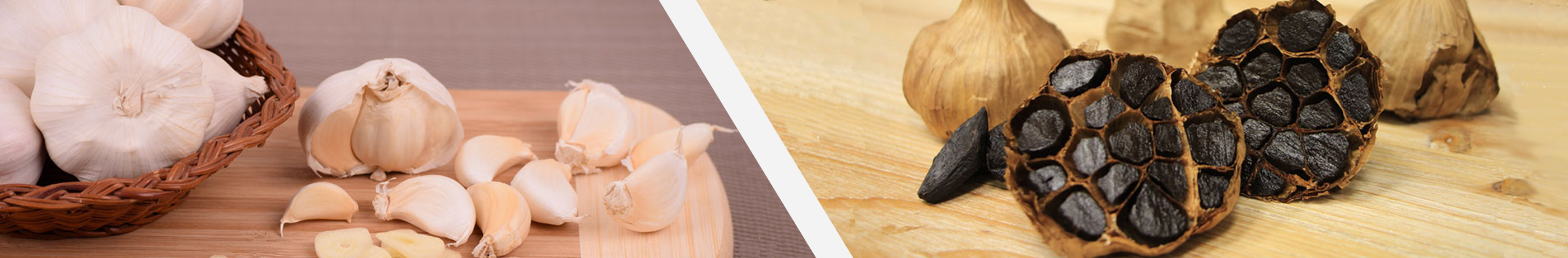 Weißer und schwarzer Knoblauch