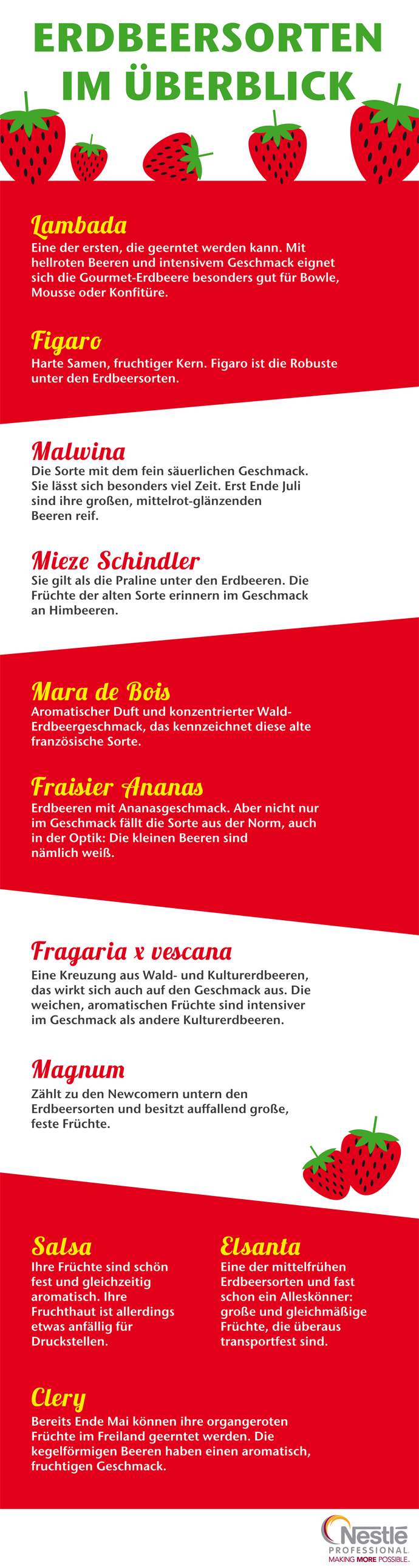 Die wichtigsten Erdbeersorten und Ihre Eigenschaften von Clery bis Salsa.