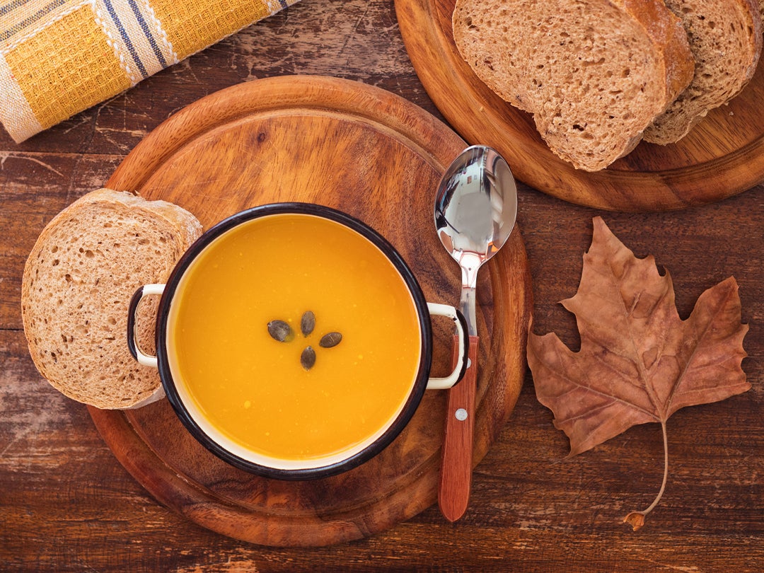 Kürbis Suppe Brot  Herbst