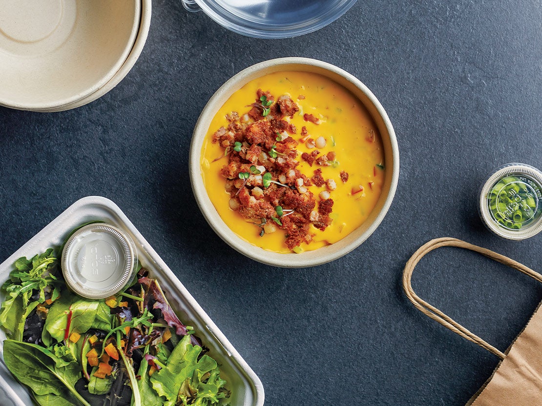 Kürbis Suppe to go, Salat