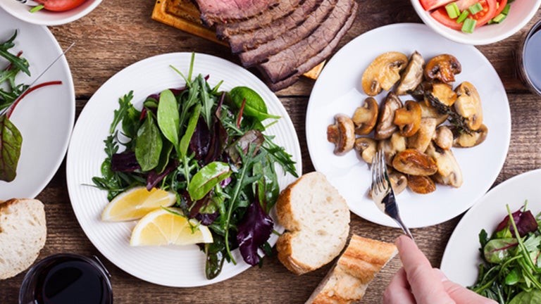 Salat, Kräuter, Pilze, Essen