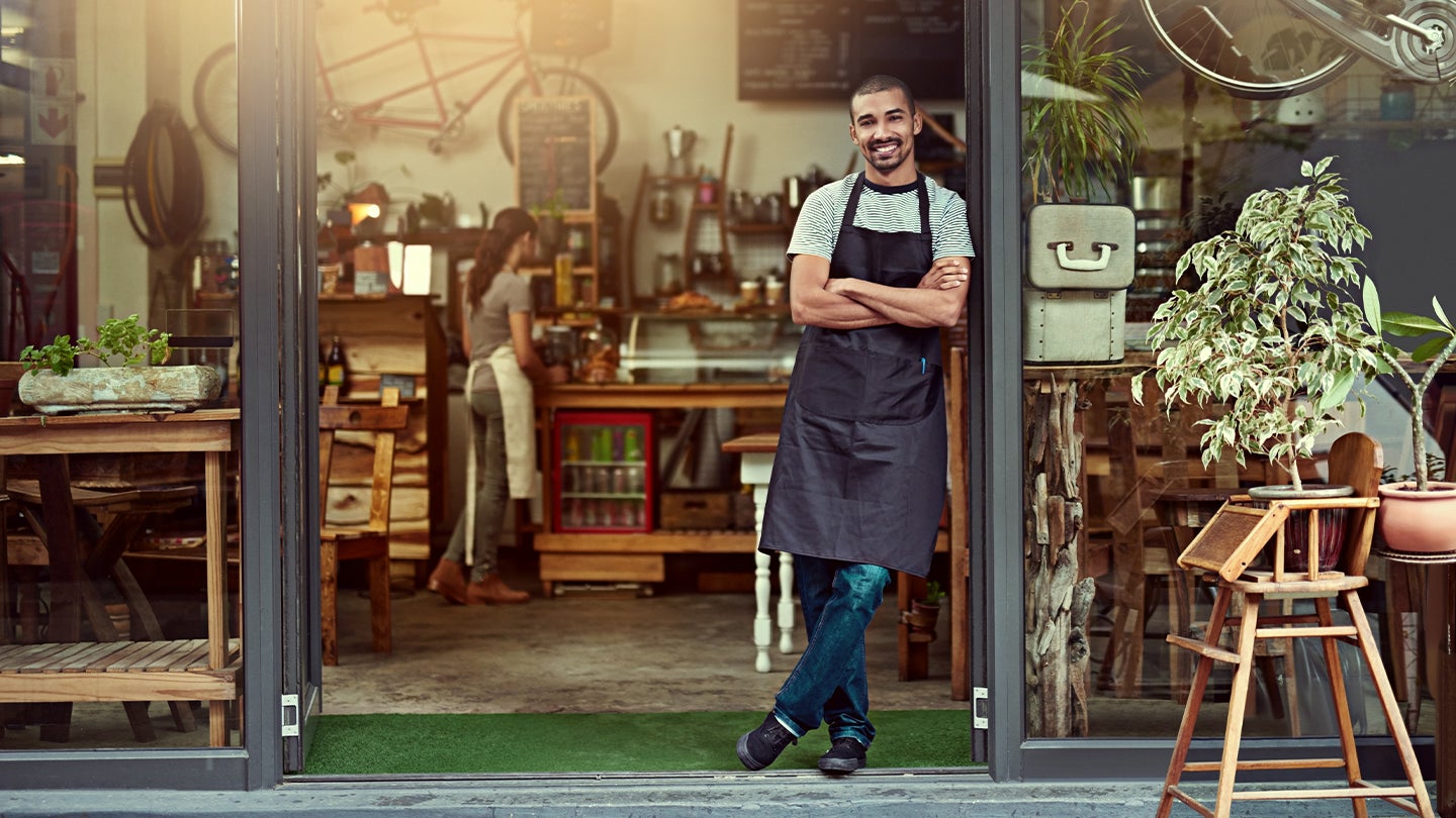 Cafe Eingang Servicekraft