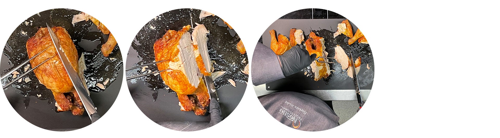 3 Schritte wie die Brust eines gegarten Hähnchen getrennt wird