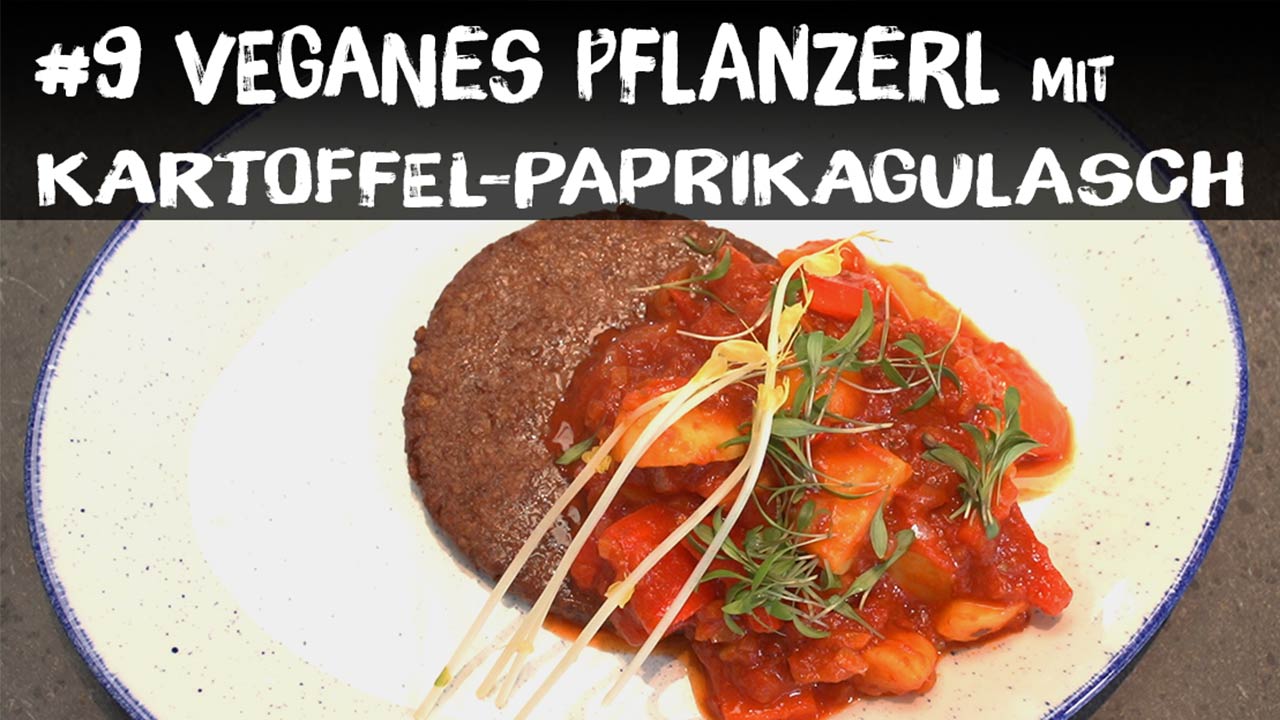 Pflanzliches Hacksteak mit feurigem Kartoffel-Paprikagulasch veganes Rezept