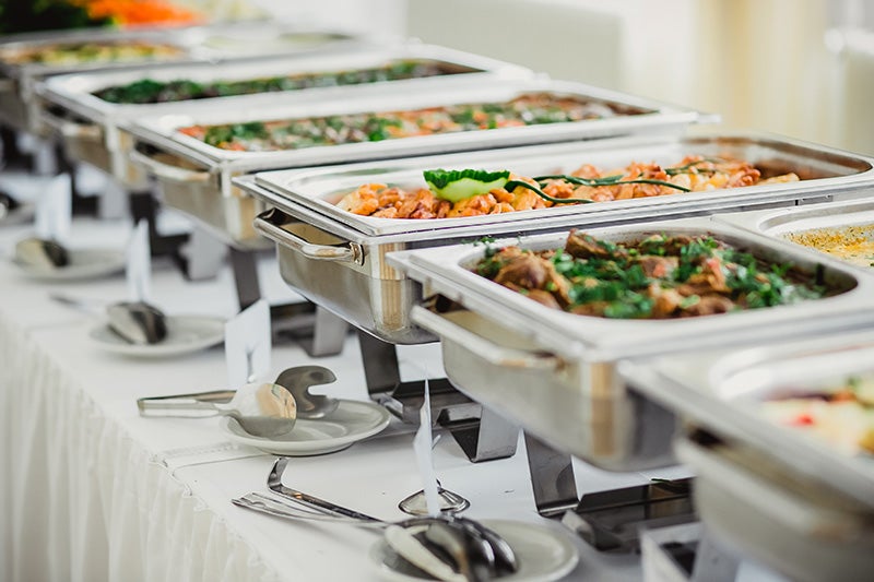 Buffet food in an event