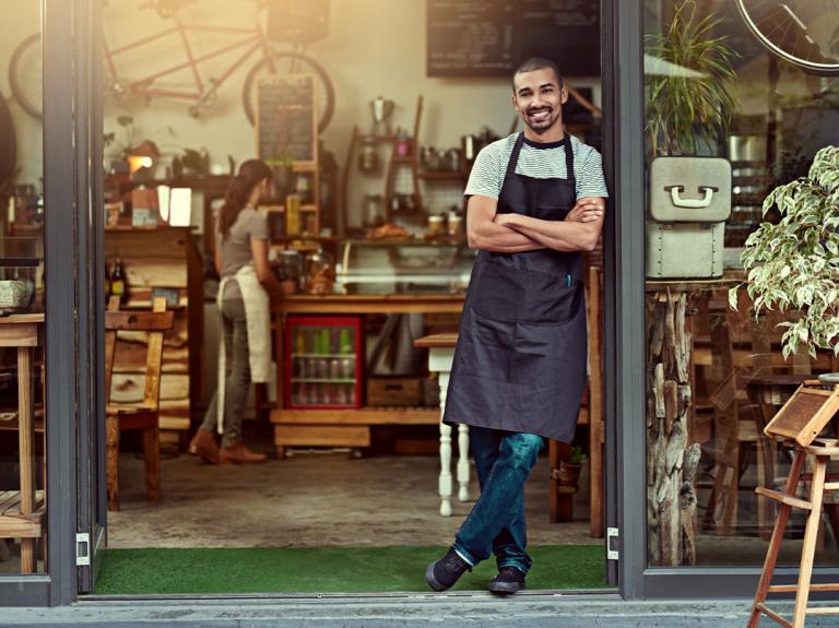 Cafe Eingang Servicekraft