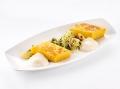 Gebackene Polenta, Tomaten-Spinatragout