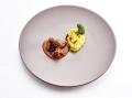 Rehragout in Morchelrahm, Rosenkohlpüree mit getrockneten Tomaten