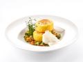 Gebackene Polenta, Tomaten-Spinatragout