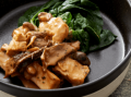 Vegane Filetstreifen mit Pilzragout