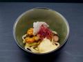 Spargel, Rhabarber aus dem Wok, Asia Hollandaise, vegetarische Filetstreifen