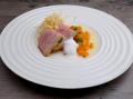 Kalbstafelspitz, Bouillon-Süßkartoffeln, Kren-Espuma, Sellerie-Stroh