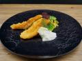 Gebackene Hechtschnitte, Wirsing, Linsen und Joghurt
