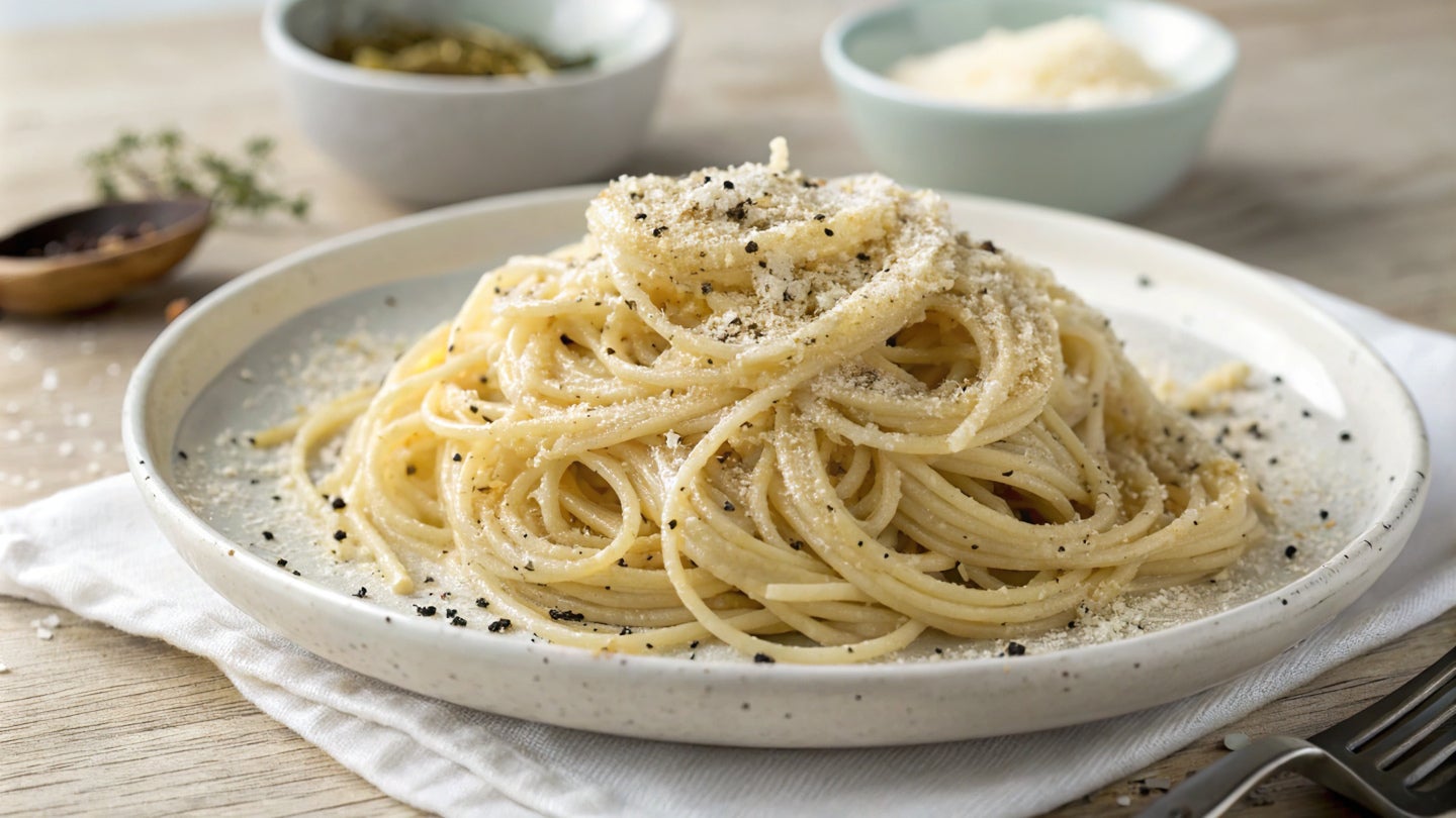 Trüffelpasta serviert